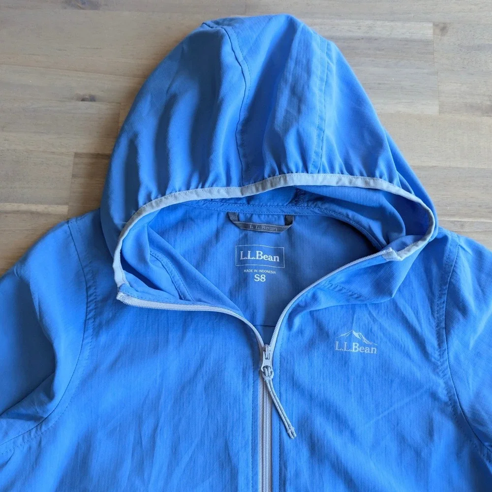 LL Bean Kids Blue Ripstop Hooded Windbreaker Jacket Size S‎ 8